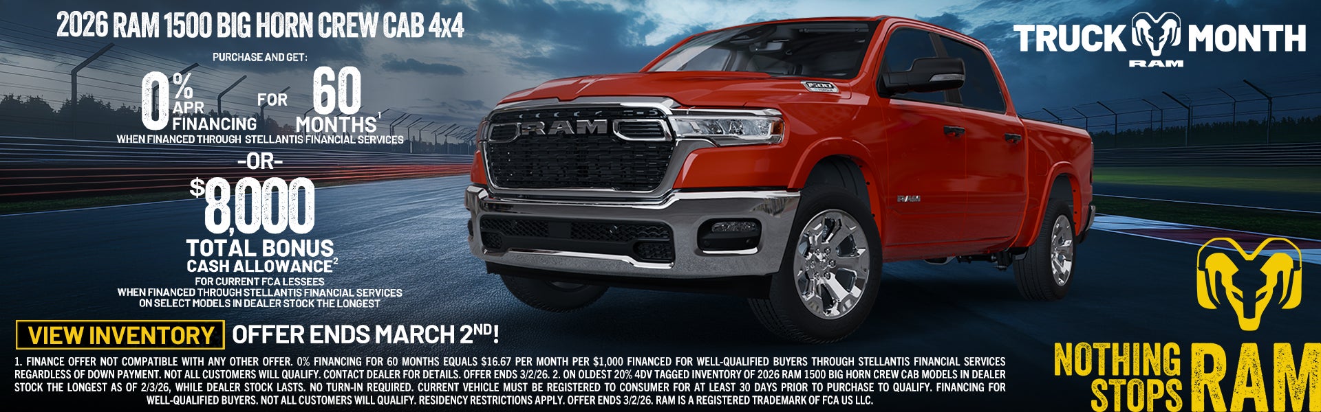 2026 Ram 1500 Lease offer or bonus cash